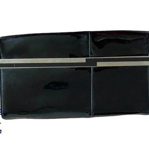 MB MARKAY CLUTCH CHIC VINTAGE BLACK PATENT LEATHER SILVER ACCENT VERY VOGUE